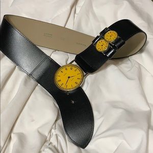 Gold Watches Black Belt with slimming curve